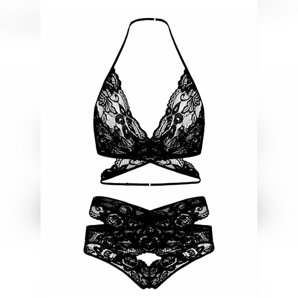 Womens Sexy Lingerie Lace Babydoll 2 Piece Bra and Panty Sets Bodysuit Sleepwear - Picture 4 of 5